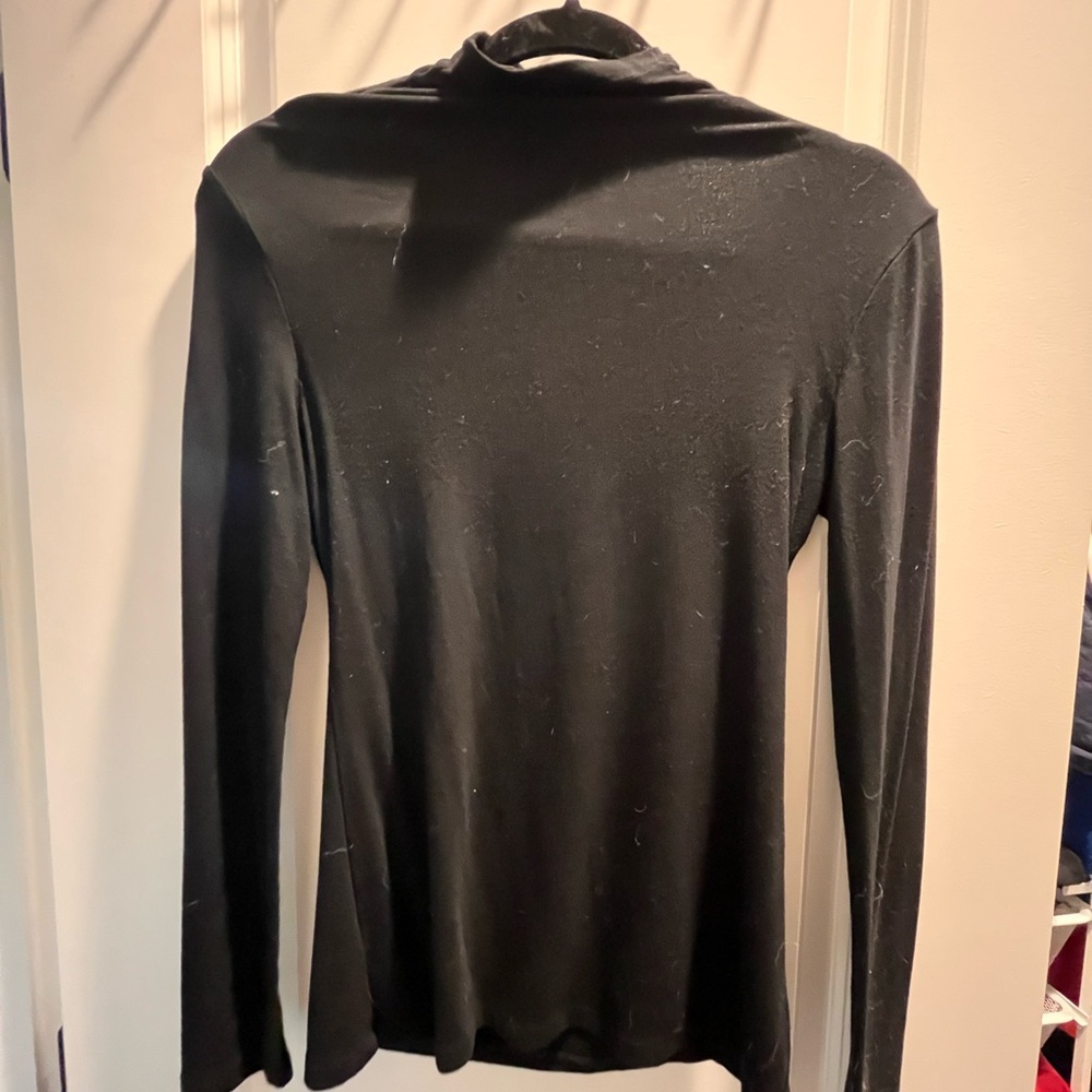 Elegant Black Mock Neck Long Sleeve Women's Top